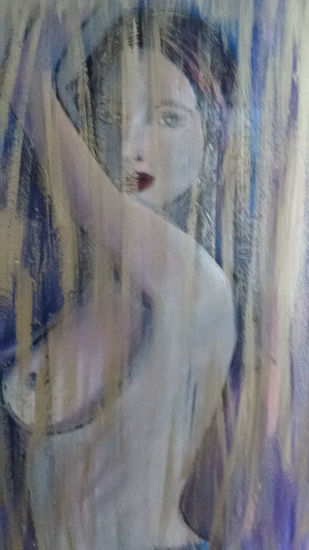 Tras la cortina dorada Acrylic Panel Nude Paintings