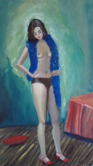 La  estola azul 1 Acrylic Canvas Nude Paintings