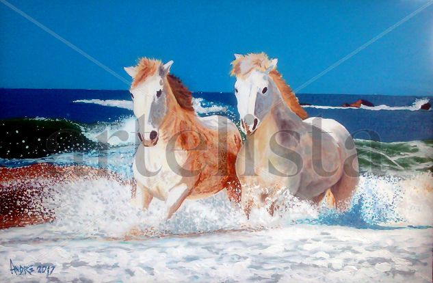 Caballos de mar Acrílico Tela Animales