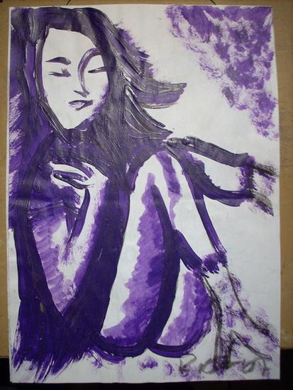 Desnudo en morado Acuarela Papel Desnudos