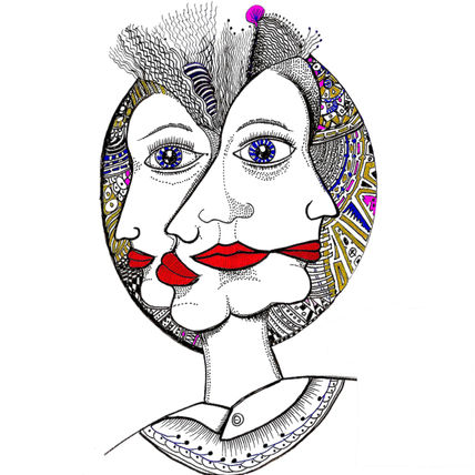 Faces in a mandala