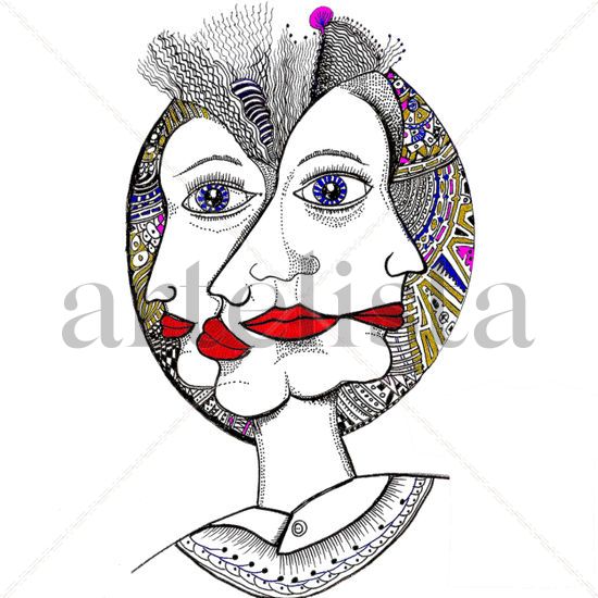 Faces in a mandala 