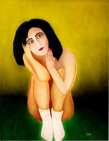 The Sad Story of the Sad Girl Oil Canvas Figure Painting