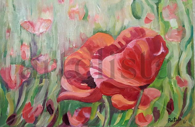 Amapolas Oil Canvas Floral Painting