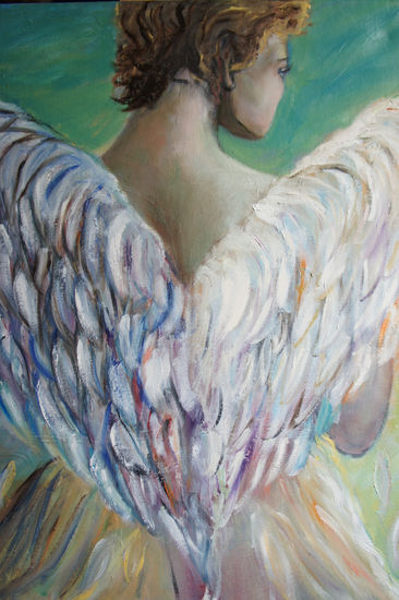 Un angel observa el atardecer Oil Canvas Figure Painting