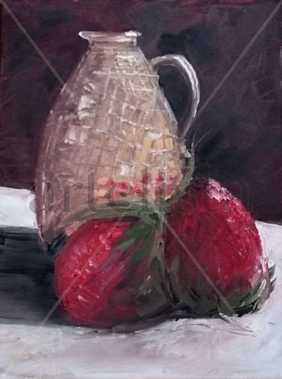 El Jarrito de Nata,  The Little Cream Jug Oil Canvas Still Life Paintings