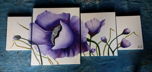 Composición morada Oil Canvas Floral Painting