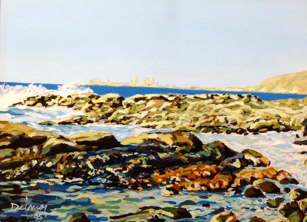 Playa de Triana (Gran Canaria) Acrylic Card Marine Painting