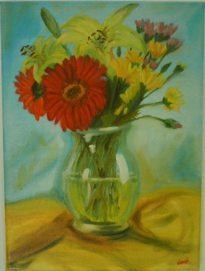 flores en agua Oil Canvas Still Life Paintings