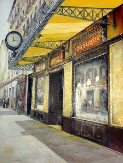 Gran Café Zaragoza Oil Canvas Landscaping