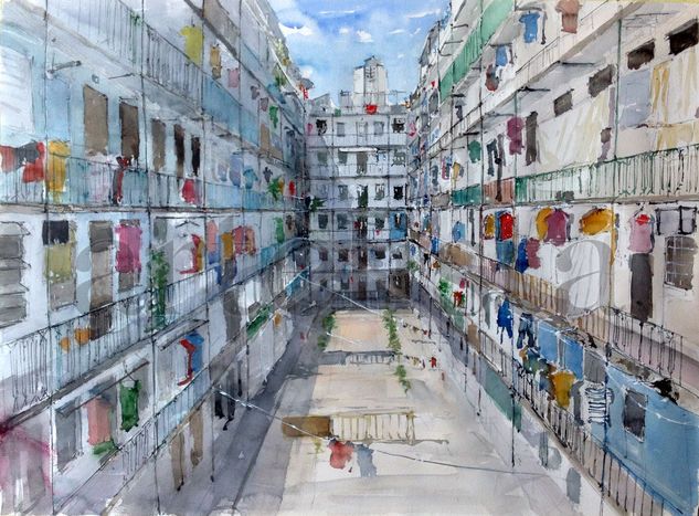 Ropa tendida, Macao Watercolour Paper Landscaping