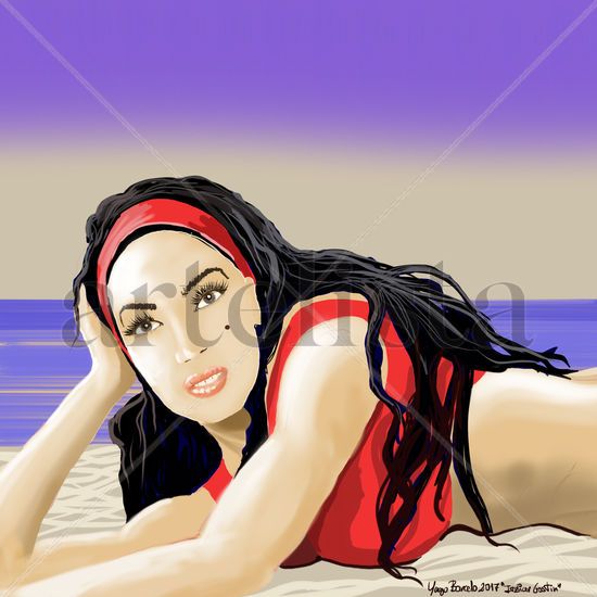 chica surfista en la playa Acrylic Canvas Sports