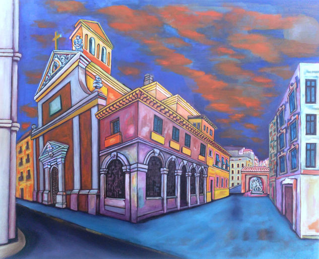 Iglesia Maravillas, Malasaña. Oil Canvas Landscaping