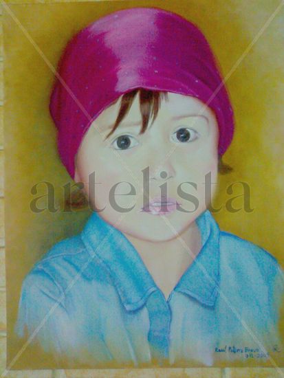 pequeña niña Oil Textile Portrait