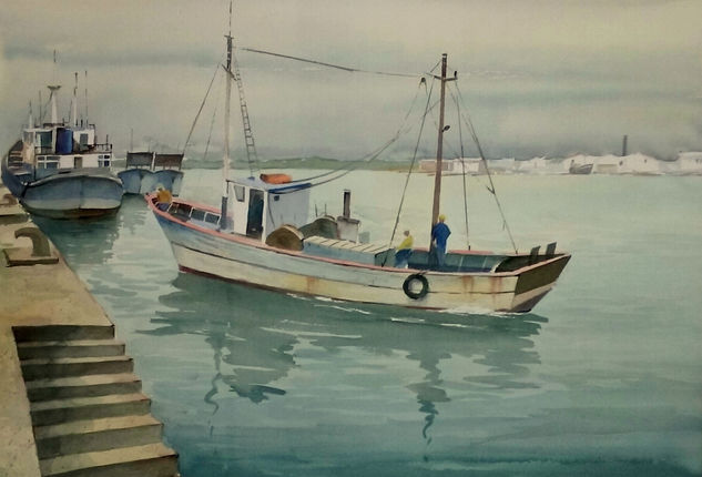 Pesqueros en Ayamonte Watercolour Paper Marine Painting