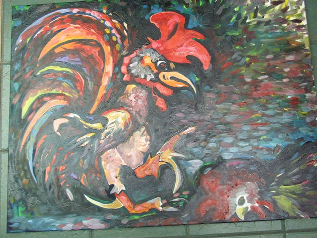 GALLO  2(serie colores) Oil Canvas Animals