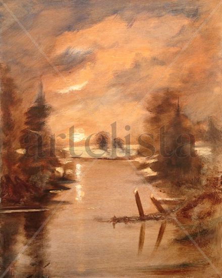 Setting Sun Oil Canvas Landscaping