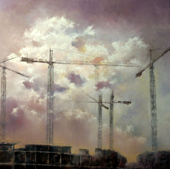 Cielo con gruas Oil Canvas Landscaping