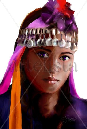 Mapuche Girl Otros Papel Retrato