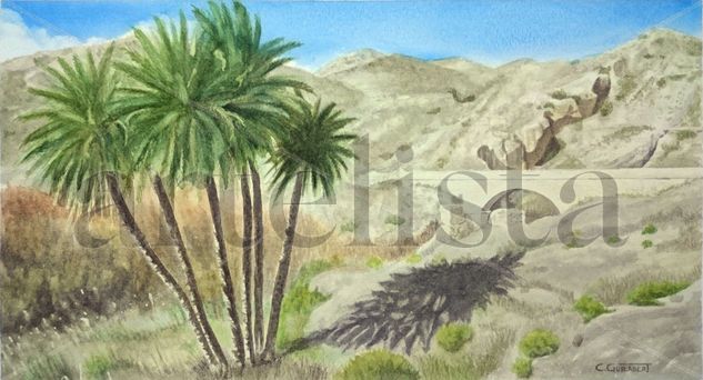 Palmeras camino al pantano Watercolour Paper Landscaping