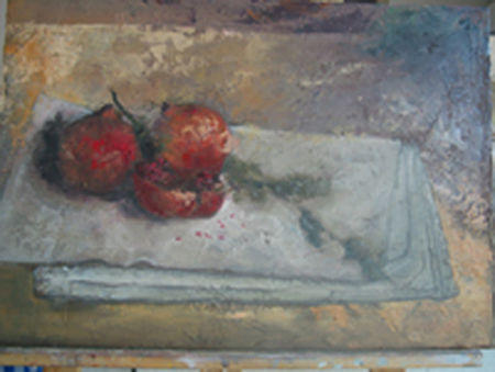 granadas Oil Panel Still Life Paintings