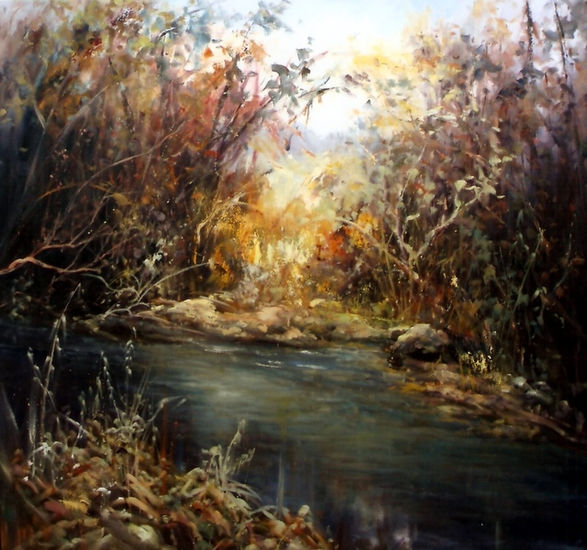 Rio en otoño Oil Canvas Landscaping