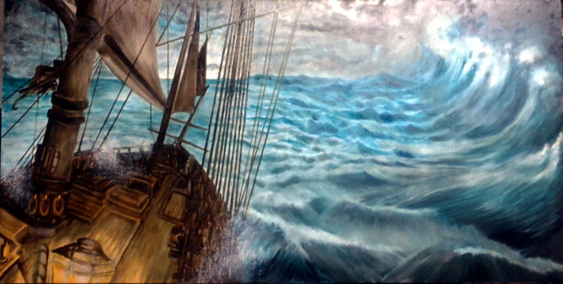 into the sea Oil Panel Marine Painting