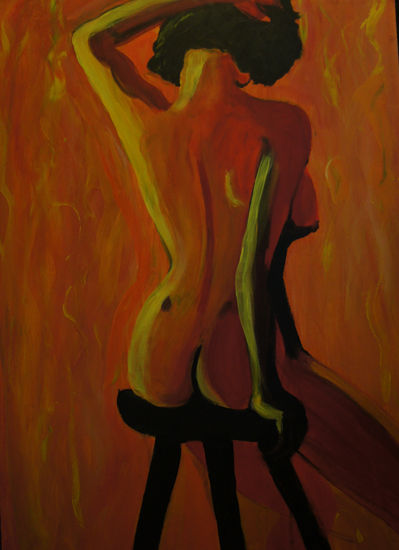 Desnudo en naranja Acrylic Canvas Nude Paintings