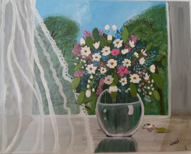 en la ventana Acrylic Canvas Still Life Paintings