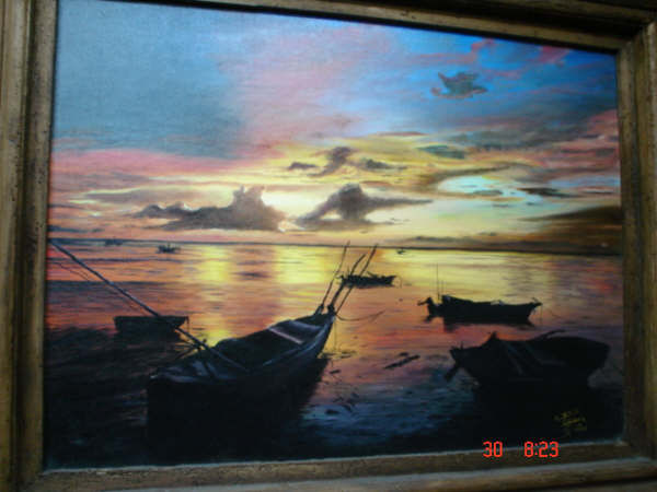 aurora en la playa Oil Canvas Landscaping