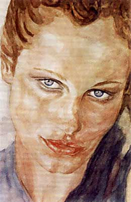 ojos azules II Watercolour Card Portrait