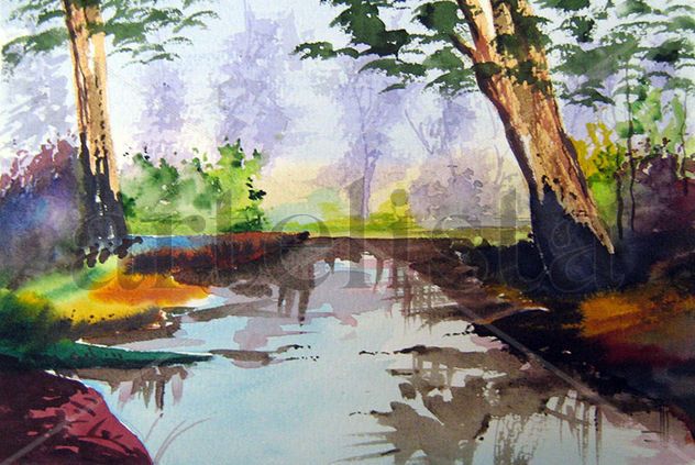 bosque y lago