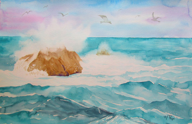 roca golpeada Watercolour Paper Marine Painting