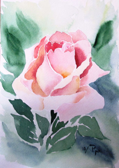 rosa en macro Watercolour Paper Floral Painting