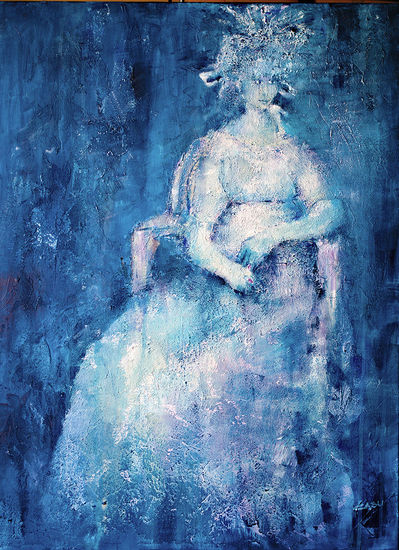 Dama en azul Media Mixta Lienzo Figura