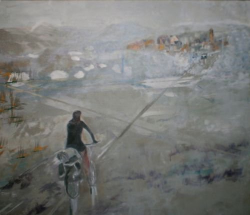 Buscando el camino en bicicleta Acrylic Canvas Landscaping