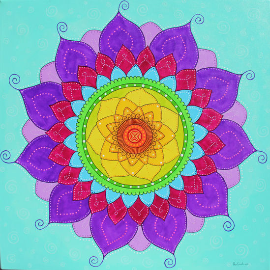 Mandala de los 7 Chakras Acrílico Lienzo Floral