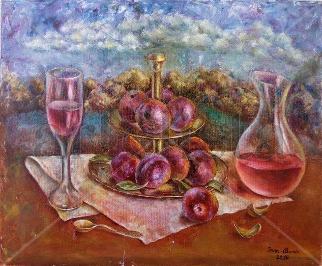 Vino de ciruelas Oil Canvas Still Life Paintings