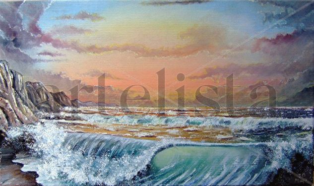 Atardecer en la Playa Oil Canvas Marine Painting