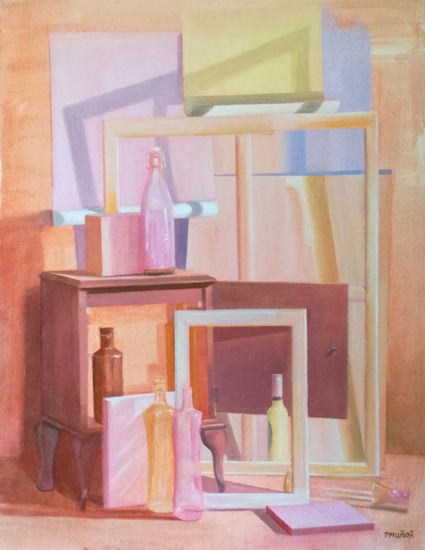 Bodegón en color pastel Oil Canvas Still Life Paintings