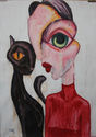 Woman and black cat