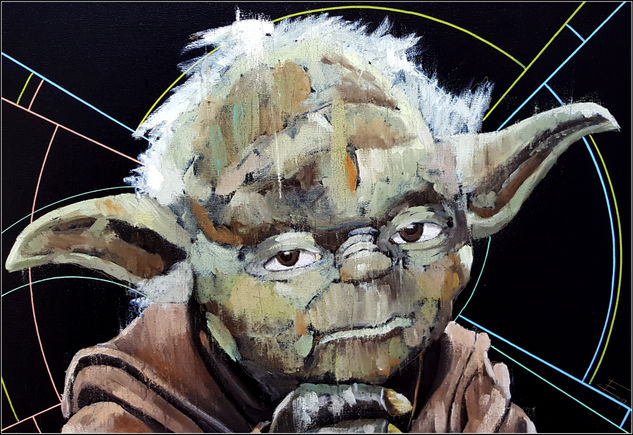 Yoda Media Mixta Lienzo Retrato