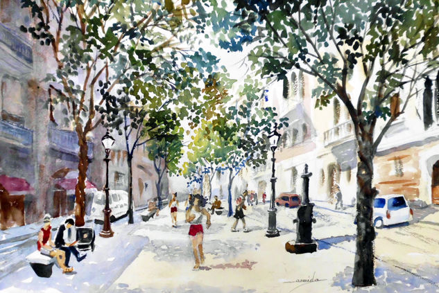 LA ANTIGUA RAMBLA Watercolour Paper Landscaping