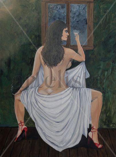 La triste espera Oil Canvas Figure Painting