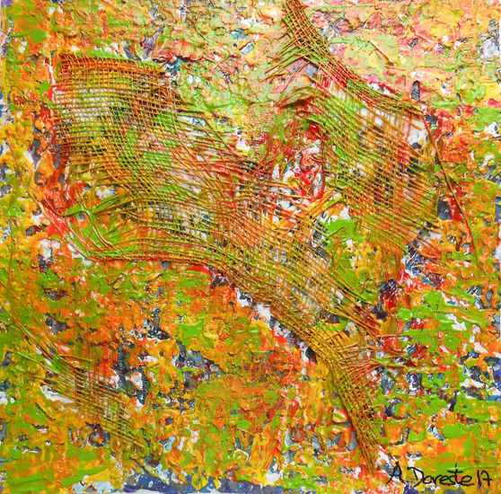Texturas en naranja y verde Media Mixta Papel Otros