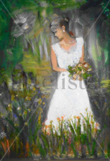 FLORES DE JUVENTUD Oil Textile Figure Painting