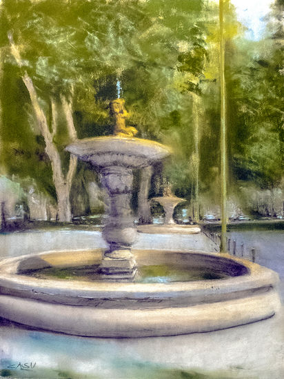 Fuentes del Paseo del Prado Pastel Paper Landscaping