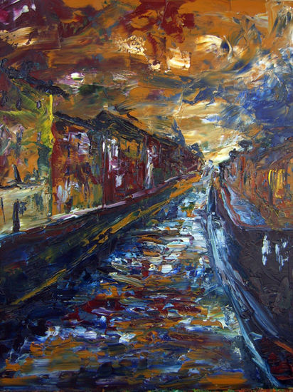 Naviglio Grande Oil Canvas Landscaping