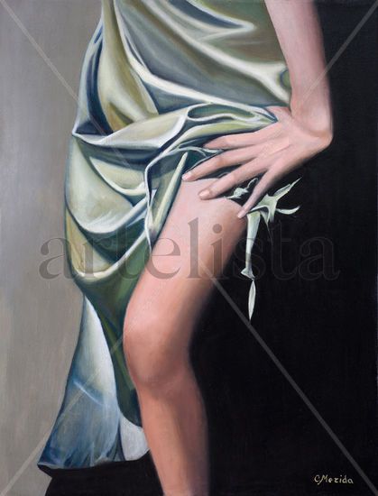 ENSEÑANDO PIERNA Oil Canvas Figure Painting