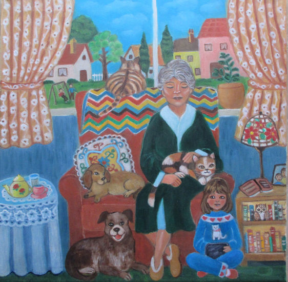 En casa de la abuela Oil Canvas Figure Painting